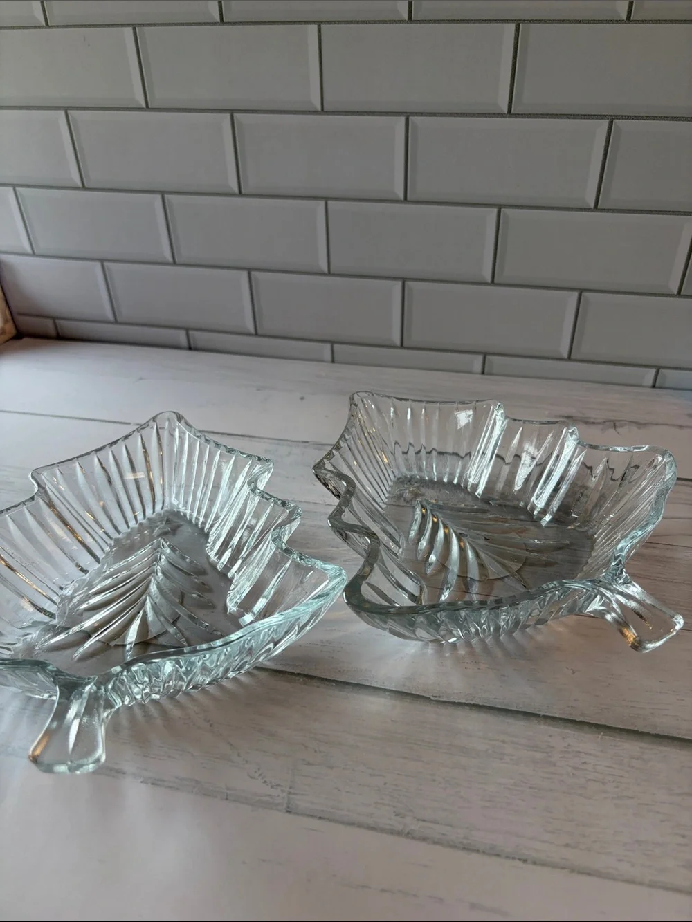 Pair of Christmas tree Clear Glass Dishes